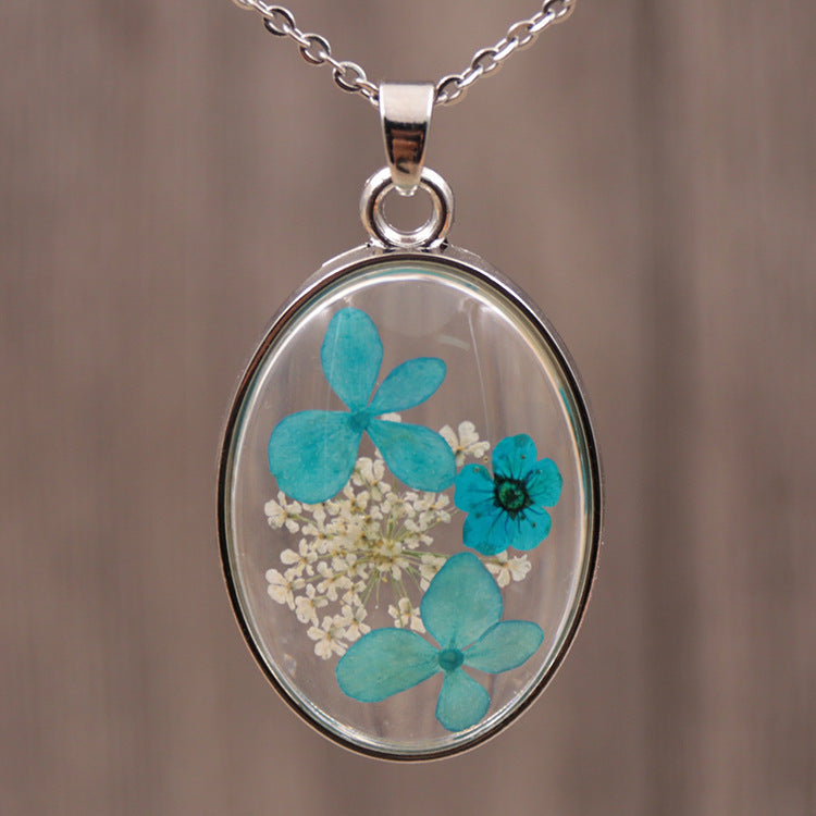 Wholesale 6pcs Creative Handmade Natural Dried Flower Pendant Necklace