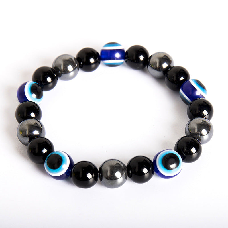 Wholesale Magnets Obsidian Evil Eye Single Circle Bead Bracelet