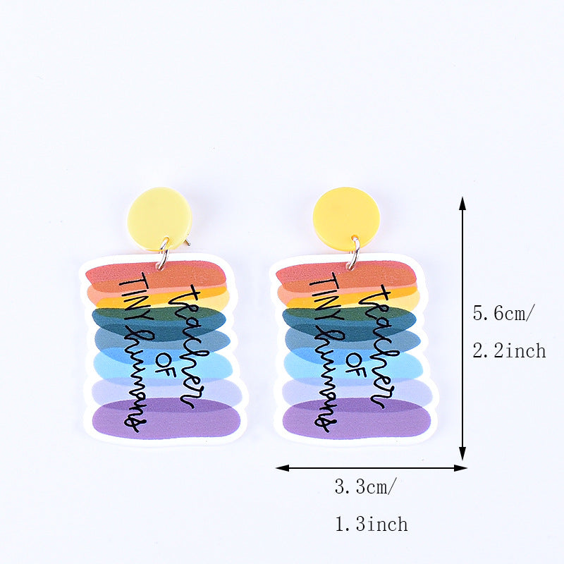 Wholesale Teacher's Day Return Season Rainbow Pencil Acrylic Earrings