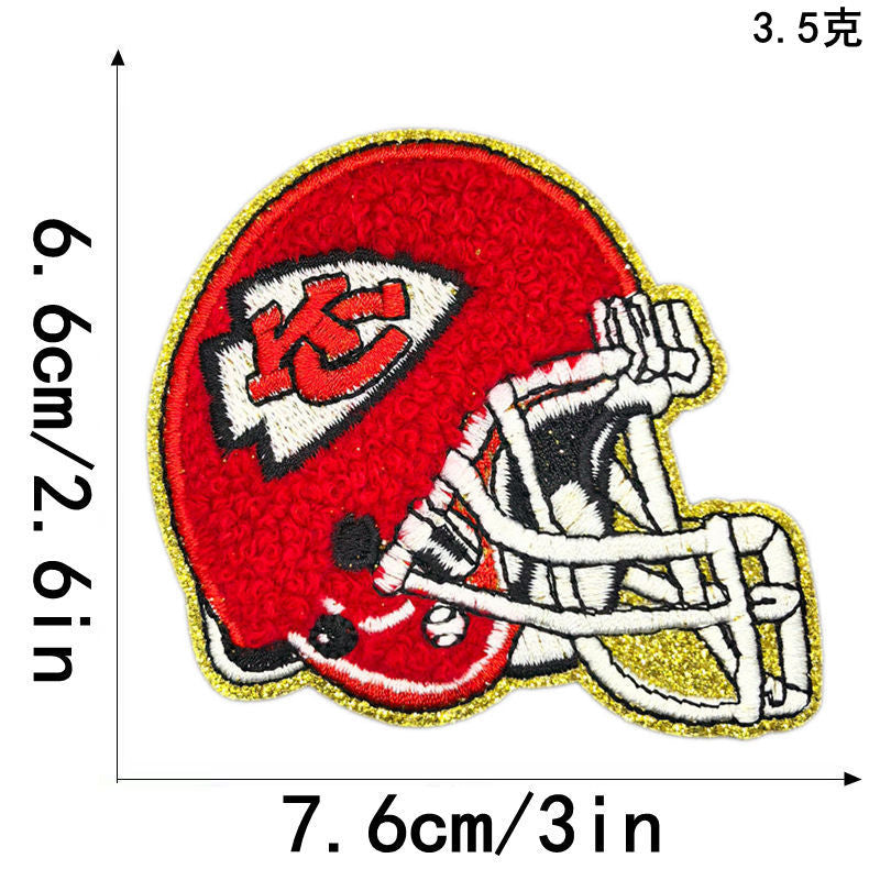 Wholesale American College Football Helmet Embroidered Patches Set Of 8 Polyester Cotton Sew On Applique For ets Backpacks Hats DIY Craft Resale