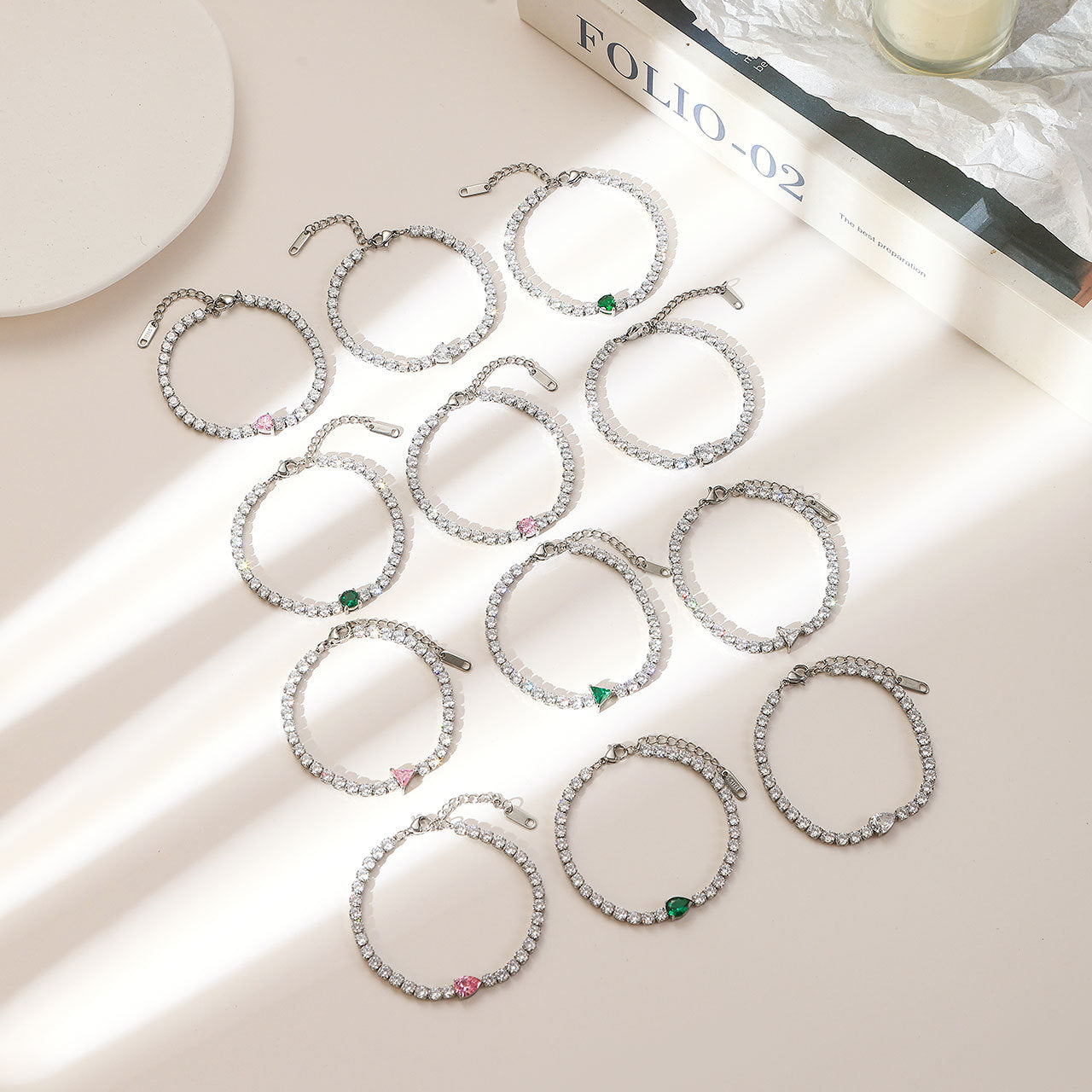 Wholesale Diamond-encrusted Geometric Titanium Steel Bracelet