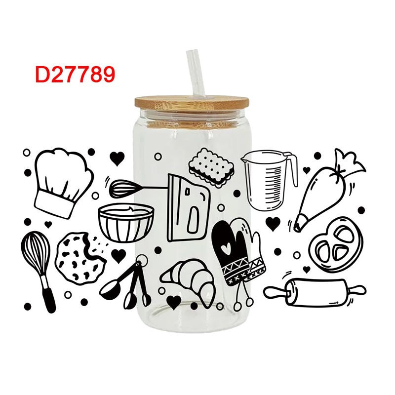 Wholesale Pizza drinks and food series 16oz Cup UV DTF Wraps