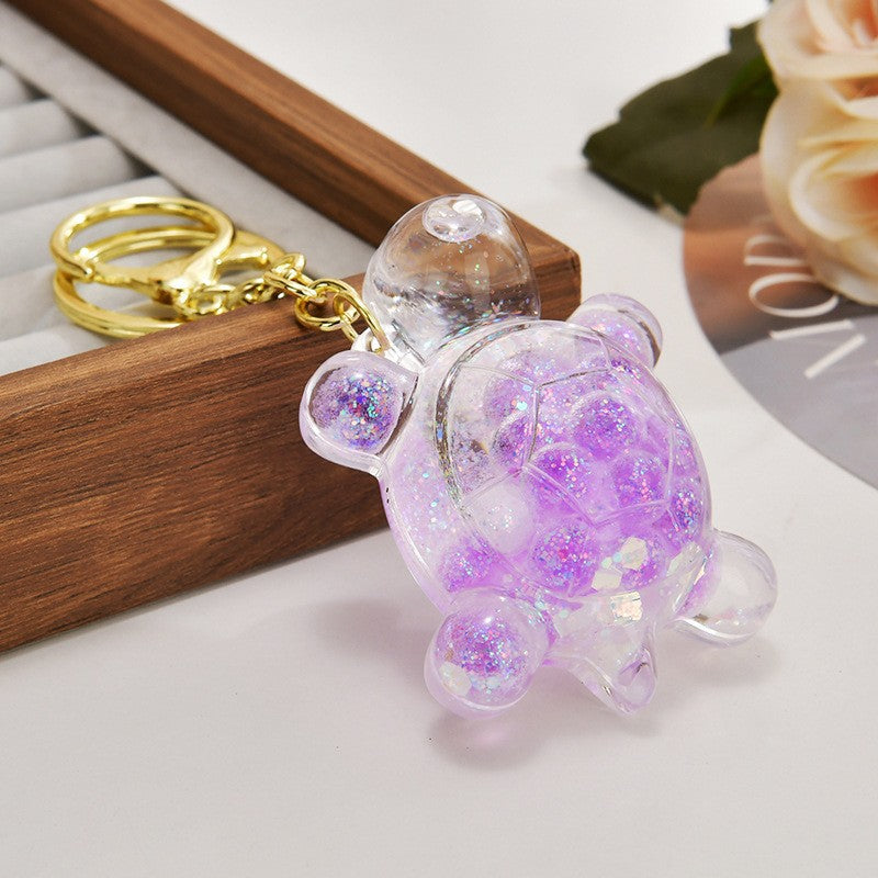 Wholesale Acrylic flowing sand turtle keychain