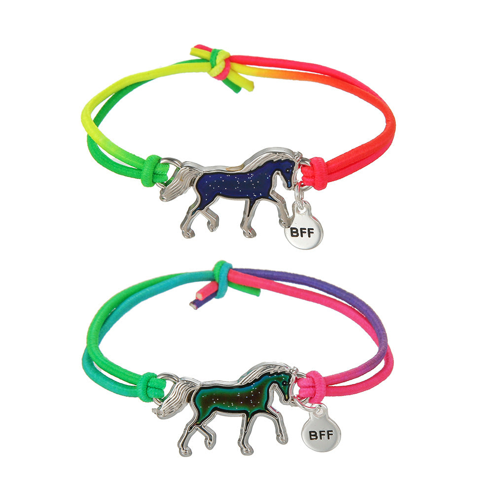 Wholesale 2pcs Temperature Sensitive Color Change Drip Oil Unicorn Bracelet
