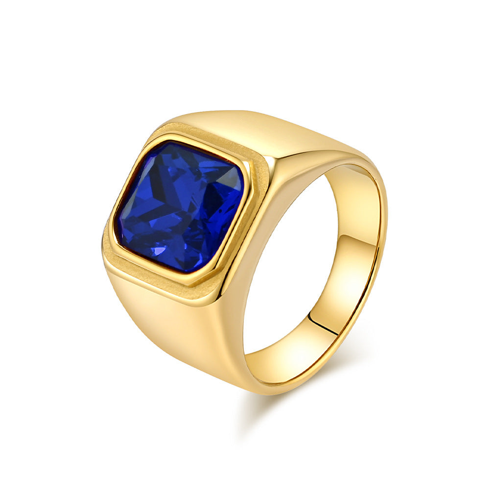 Wholesale 18K gold plated stainless steel ring with gemstone