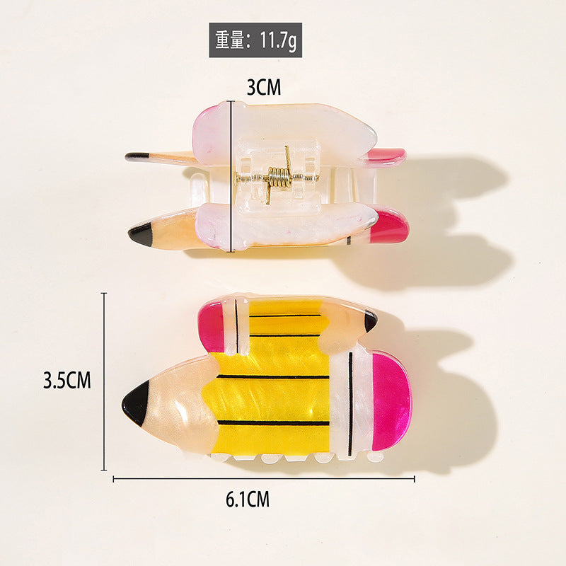 Wholesale Fashion Hair Gripper Clip PVC Cartoon School Bus Pencil Calculator Airplane Design For Women Everyday Styling