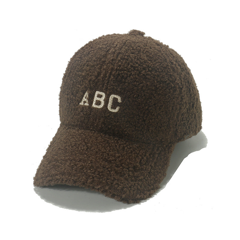 Wholesale Autumn and Winter ABC Letter Embroidery Lamb Wool Baseball Cap
