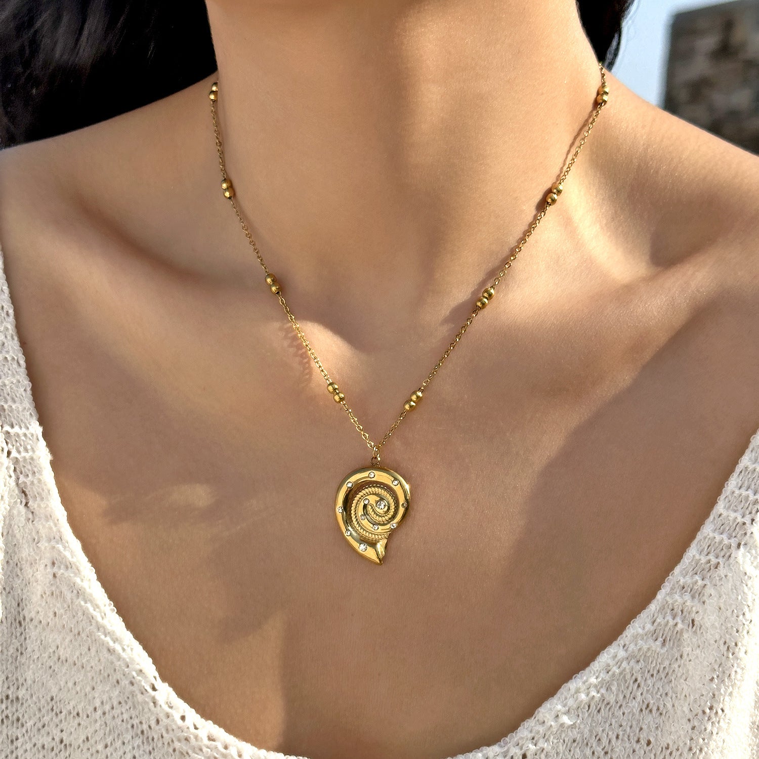 Wholesale Stainless Steel Ocean Series Necklace