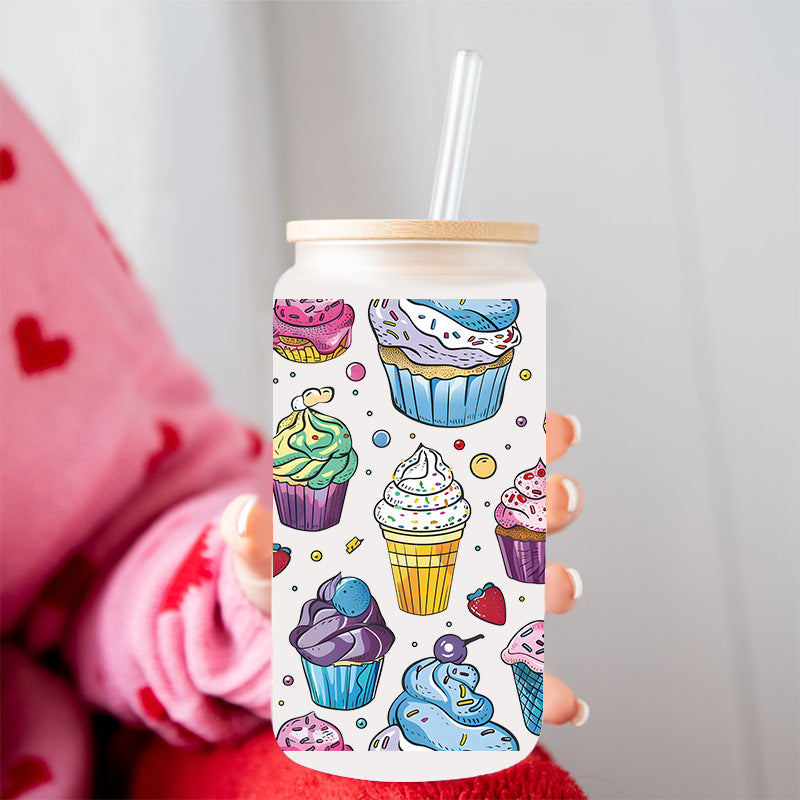 Wholesale Colorful Desserts 16oz Cup UV DTF Wraps