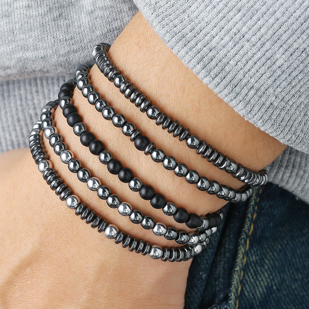 Wholesale black frosted wear copper with zirconium diamond ball flying saucer long bracelet set