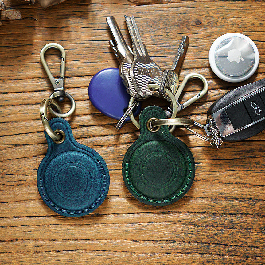 Wholesale Anti-lost Protective Case Cowhide Tracker Leather Keychain