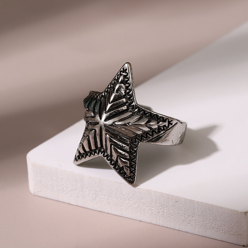 Wholesale Vintage Five-pointed Star Open Alloy Ring