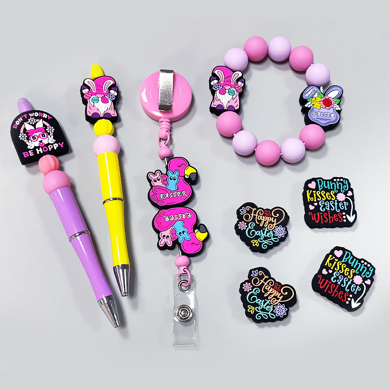 Wholesale 10pcs New Drop Glue Silicone Easter DIY Bead Accessories Cartoon Rabbit Bead pen