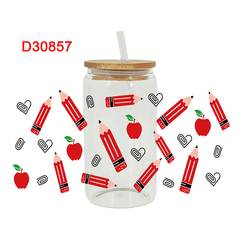 Wholesale Pencil Rainbow Teacher's Day 16oz Cup UV DTF Wraps