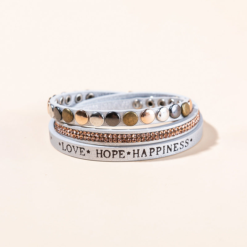 Wholesale Punk style magnetic buckle multi-layer wristband Layered Bracelet Set