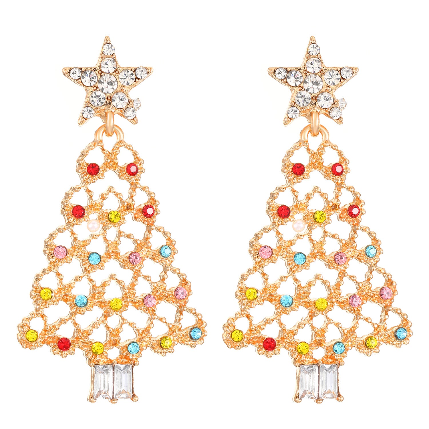Wholesale Creative New Diamond Christmas Tree Earrings