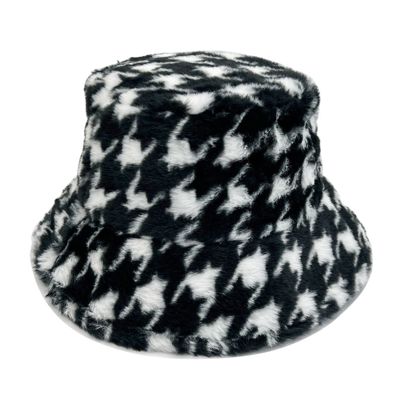 Wholesale Lamb Hair Leopard Pattern Fisherman's Hat