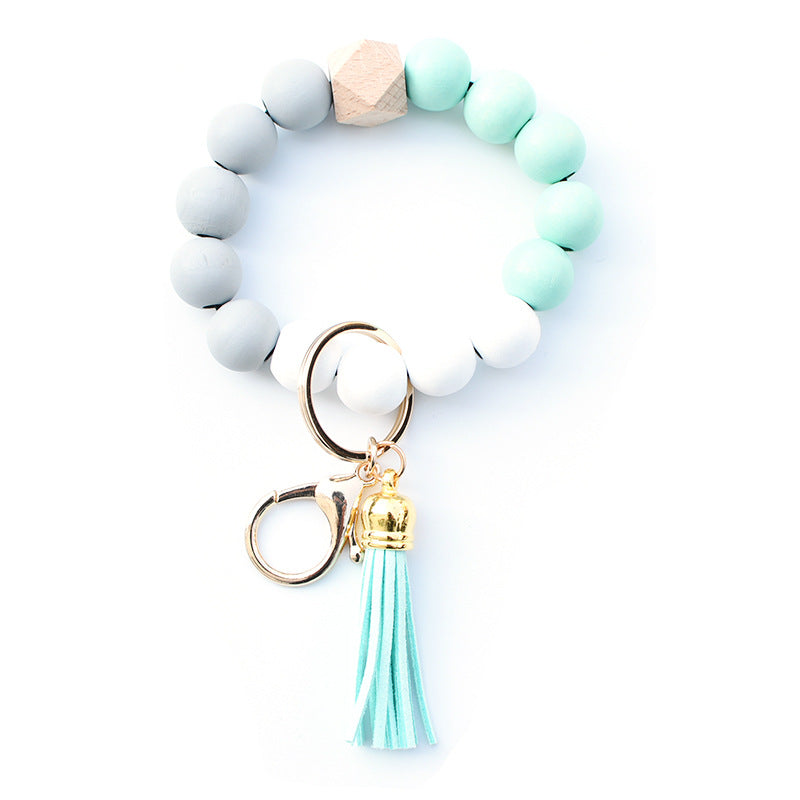 Llavero de muñeca con cuentas de silicona colorida al por mayor