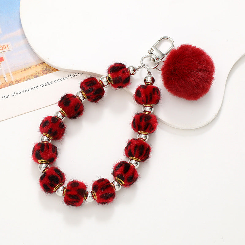 Wholesale Plush Ball Beaded Mobile Phone Lanyards