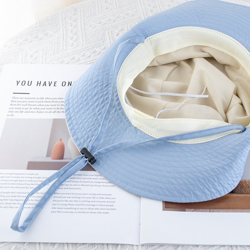 Wholesale Color Matching Drawstring Quick-drying Fisherman Large Brim Sun Hat