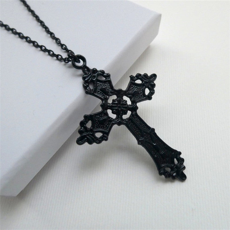 Wholesale Large Gothic Dark Black Cross Necklace