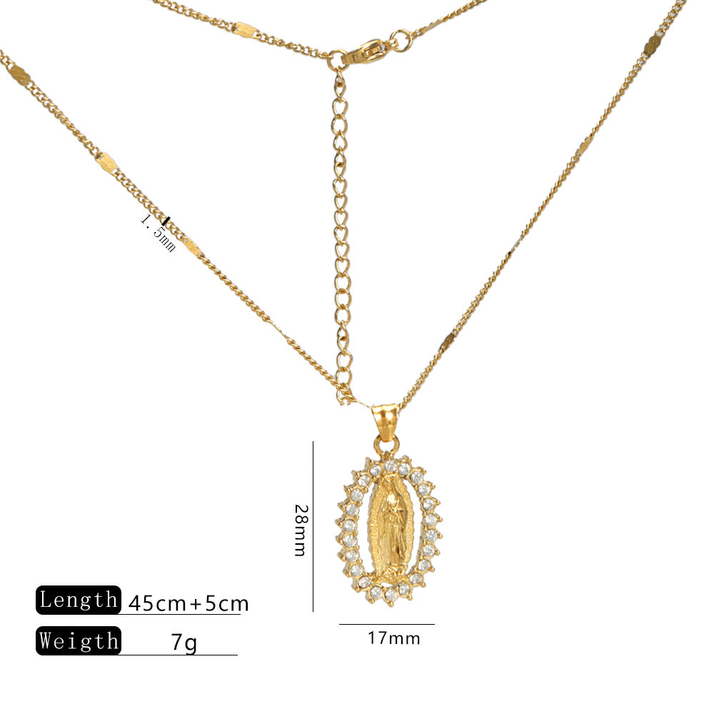 Wholesale Virgin Mary Pendant Jewelry Stainless steel Necklace Accessories Light Luxury