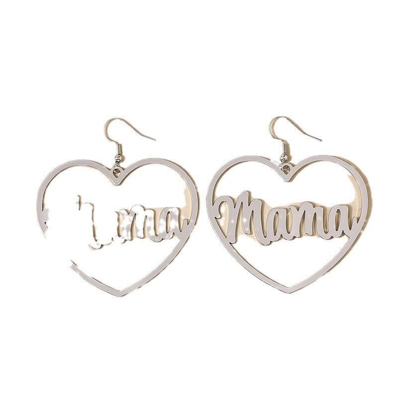 Wholesale Love Letter MAMA Peach Heart Mother's Day Earrings