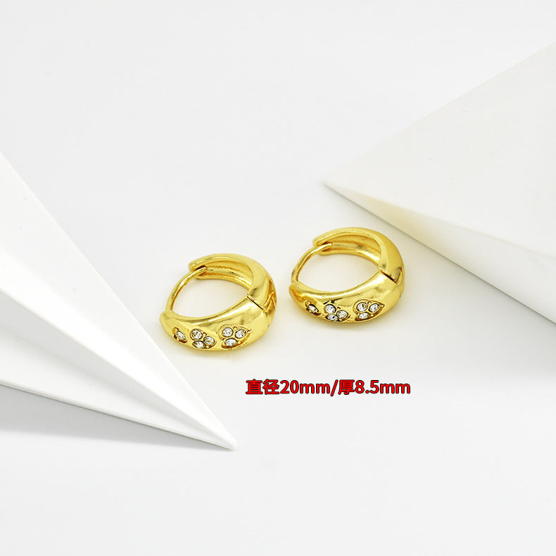 Wholesale Smooth European and American Fashionable Versatile Simple Copper Gold-plated Earrings