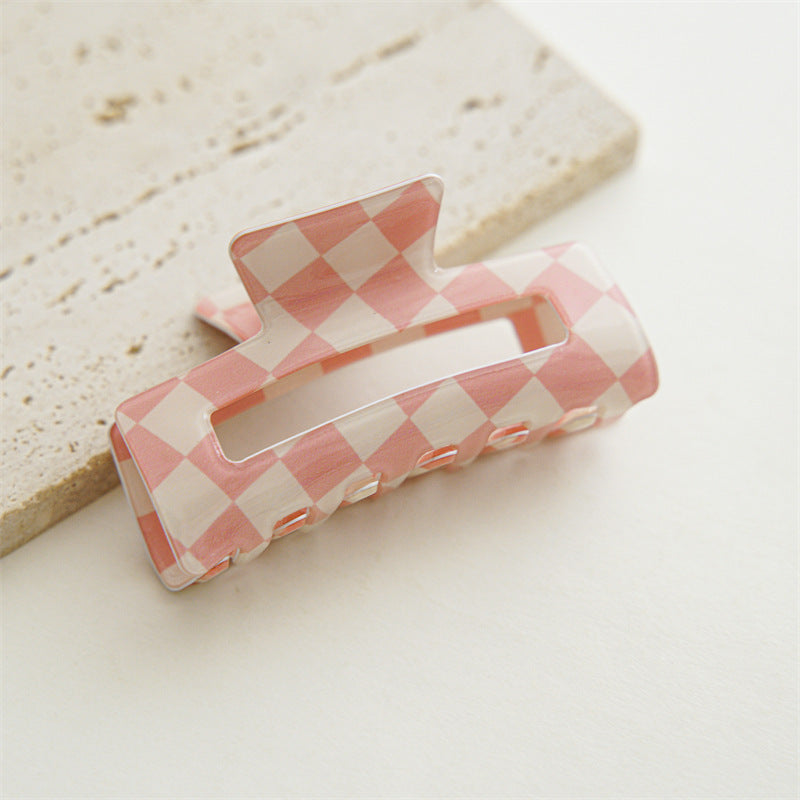 Wholesale Colorful Checkerboard Shark Clip Acrylic Hair Clip