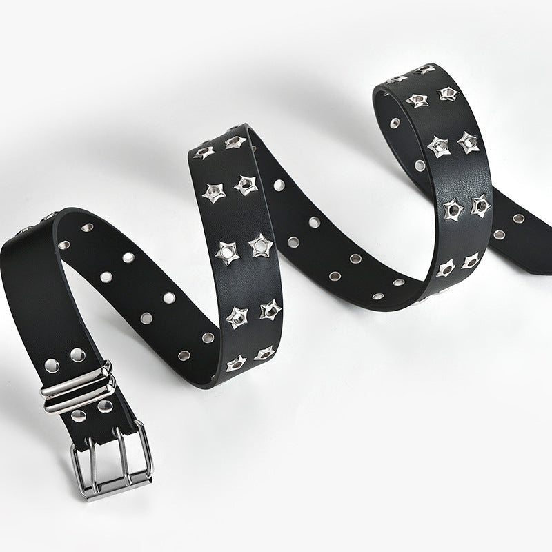 Wholesale Hollow Punk Casual Star Air Eye Decoration Double Row Belt