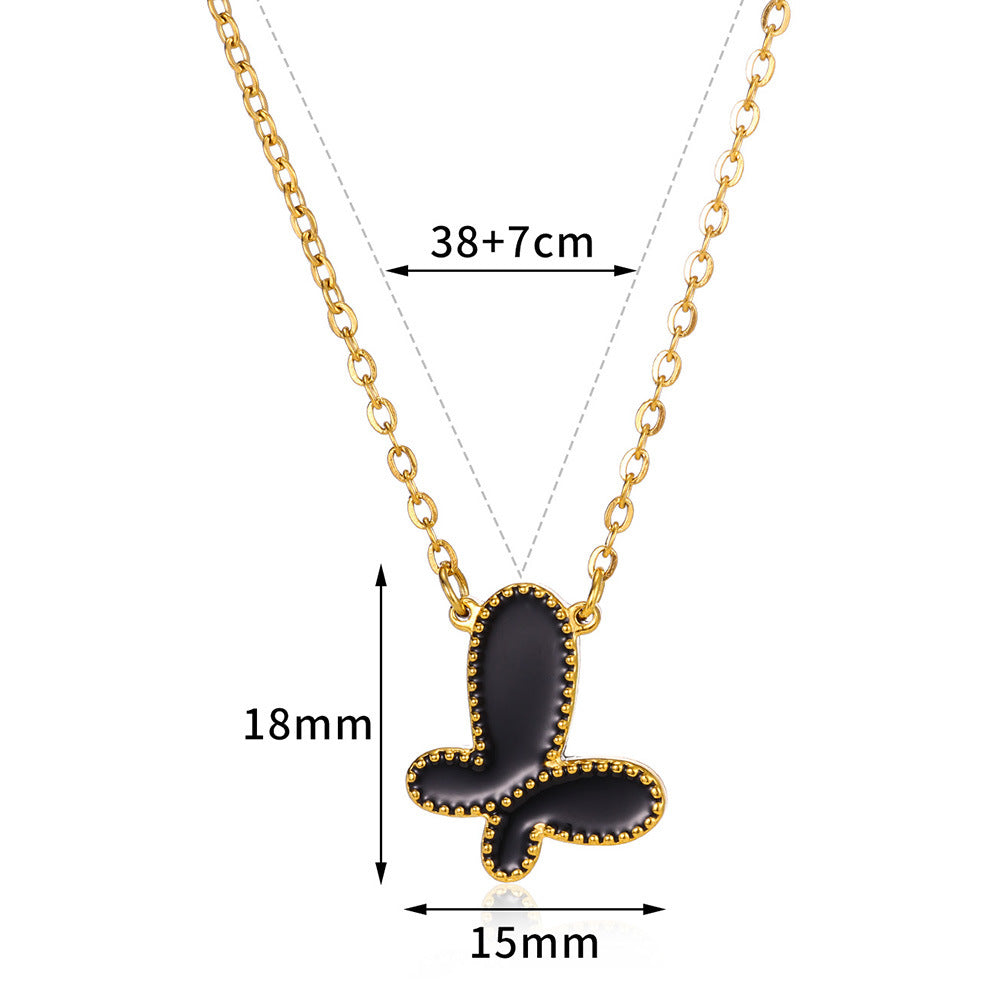 Wholesale Butterfly Black Mother-of-Pearl Necklace Clavicle Chain 18k Gold Pendant
