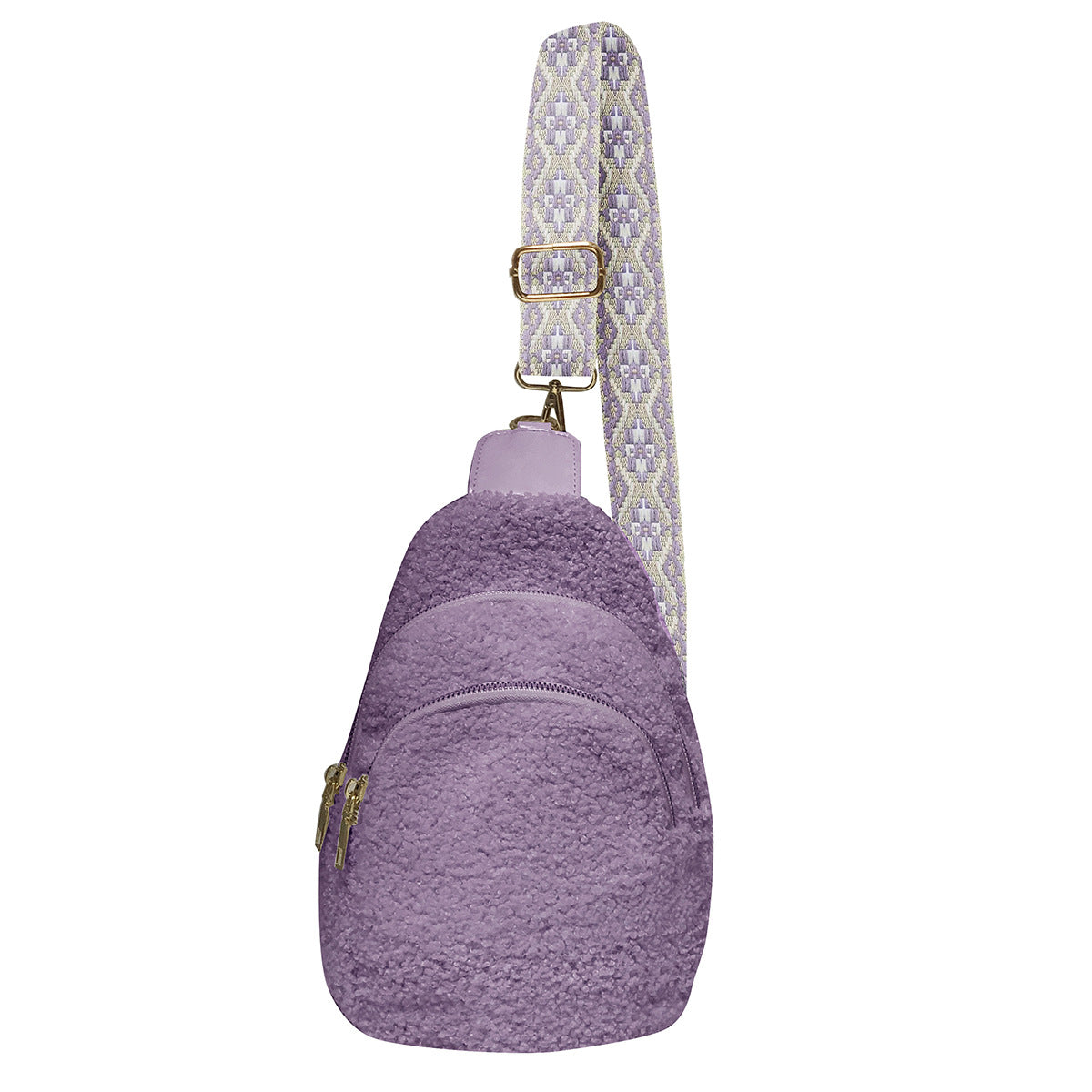 Wholesale Autumn and Winter Wide Shoulder Straps Crossbody Bags Sherpa Plush Chest Bags