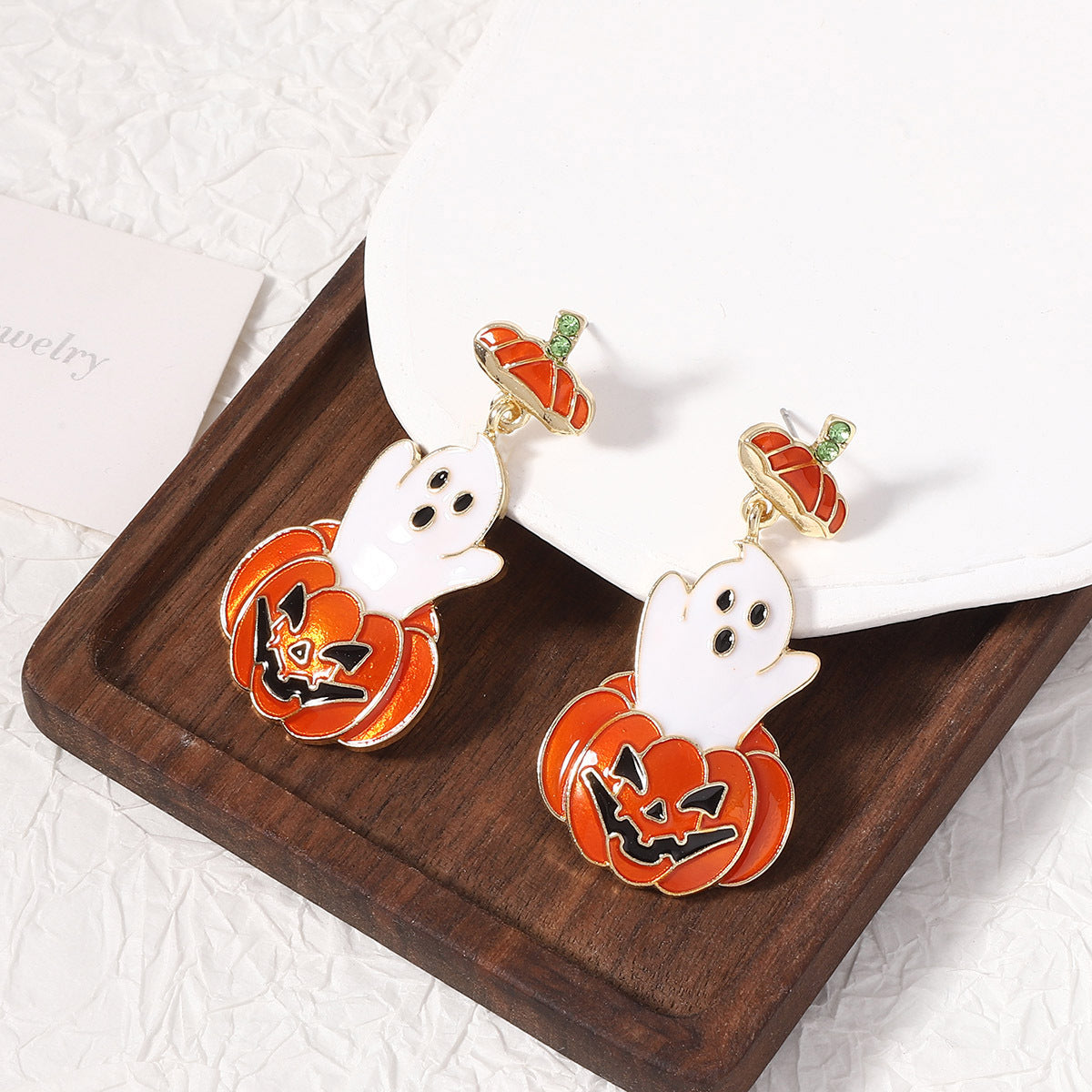 Wholesale Halloween Oil Drip Cute Cartoon Ghost Pumpkin Earrings