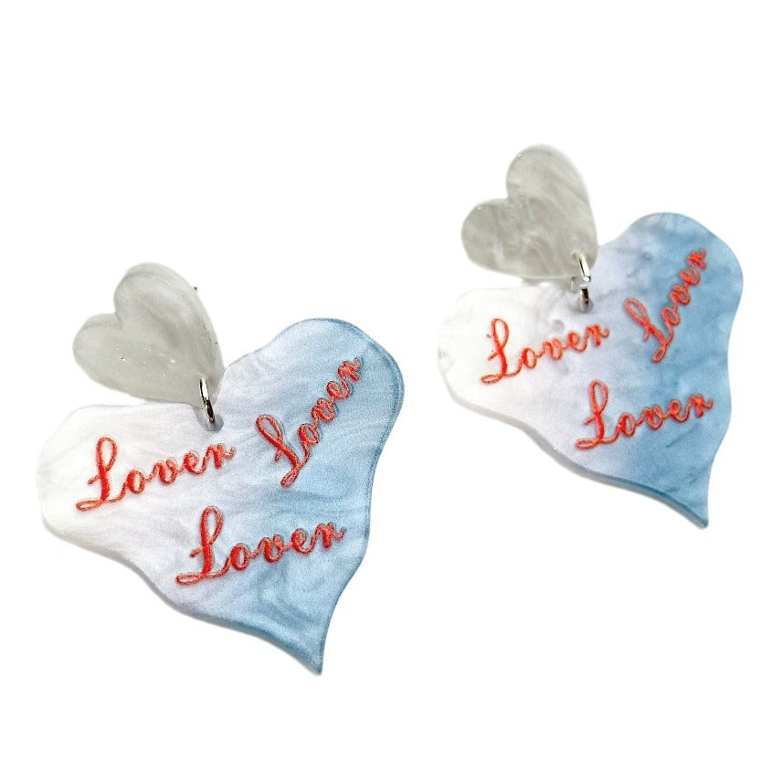 Wholesale Colorful Printed Love Acrylic Valentine's Day Gradient Earrings