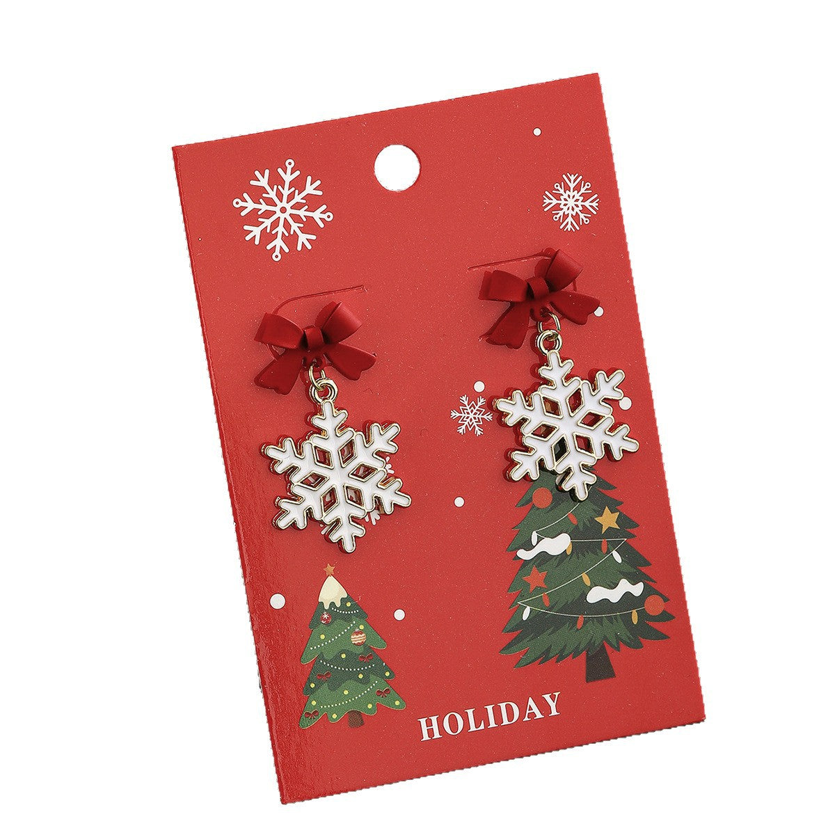 Wholesale Christmas Hollow Snowflake Bow Earrings