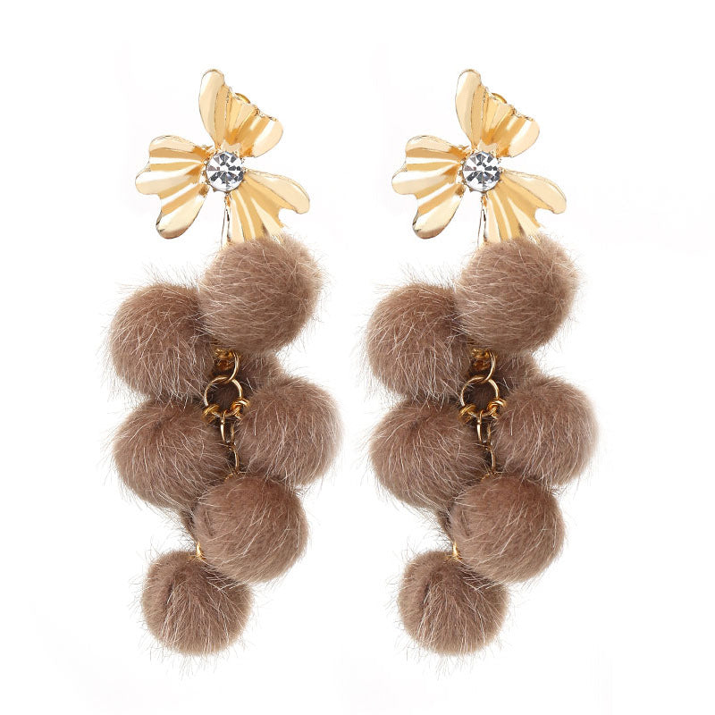 Wholesale Plush Long Tassel Earrings