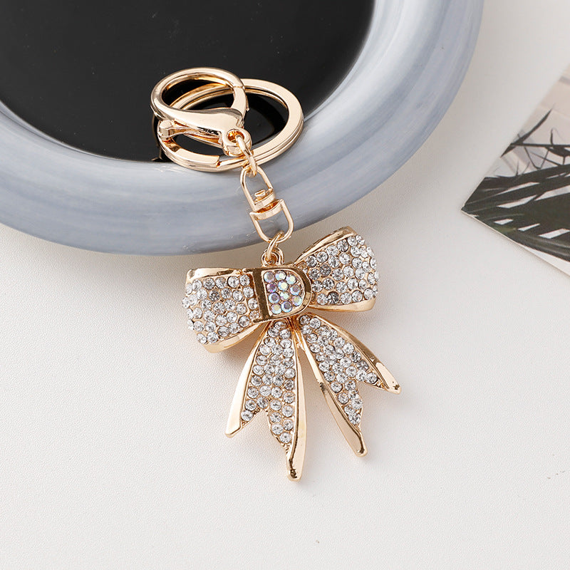 Wholesale Letter D Rhinestone Bow Keychain