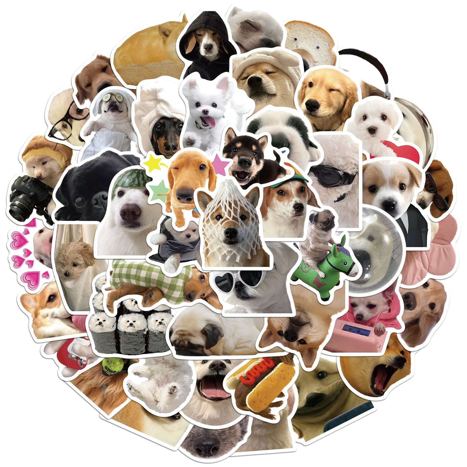 Wholesale 50pcs realistic and funny dog emoji waterproof vinyl stickers