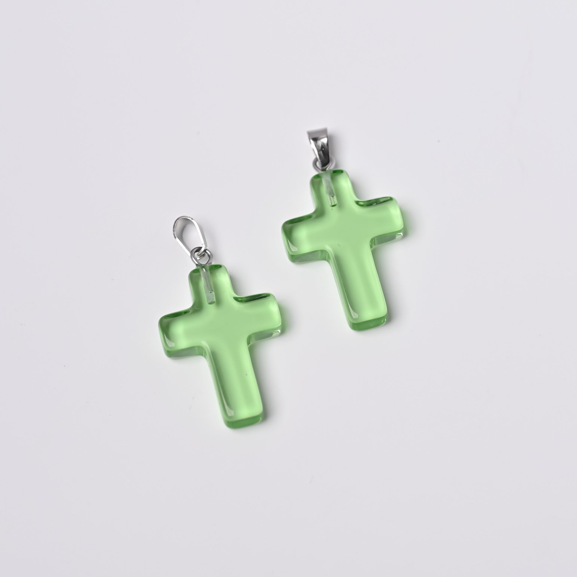 Wholesale Multicolor glass water drop cross pendant accessories DIY