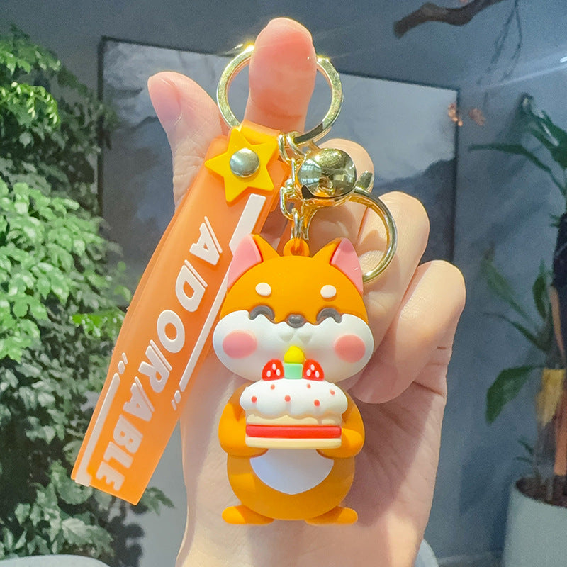 Wholesale cute little Shiba Inu cartoon doll PVC keychain