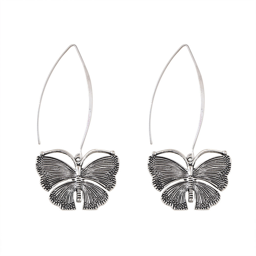 Wholesale Retro Long Butterfly Simple Cold Style Temperament Fashion Personality Metal Distressed Earrings
