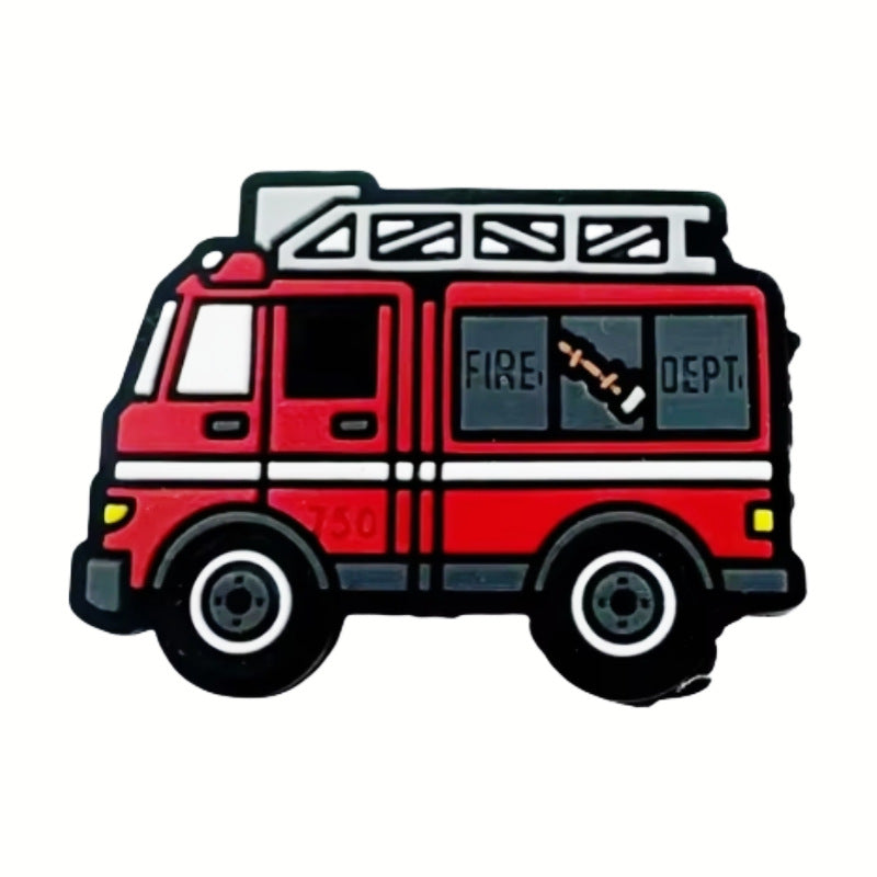 Wholesale 10pcs red cartoon fire truck Focal Beads