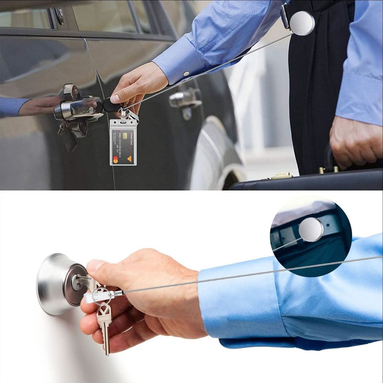 Wholesale 4cm Iron Electroplated Metal Wire Rope Badge Scroll Telescopic Keychain