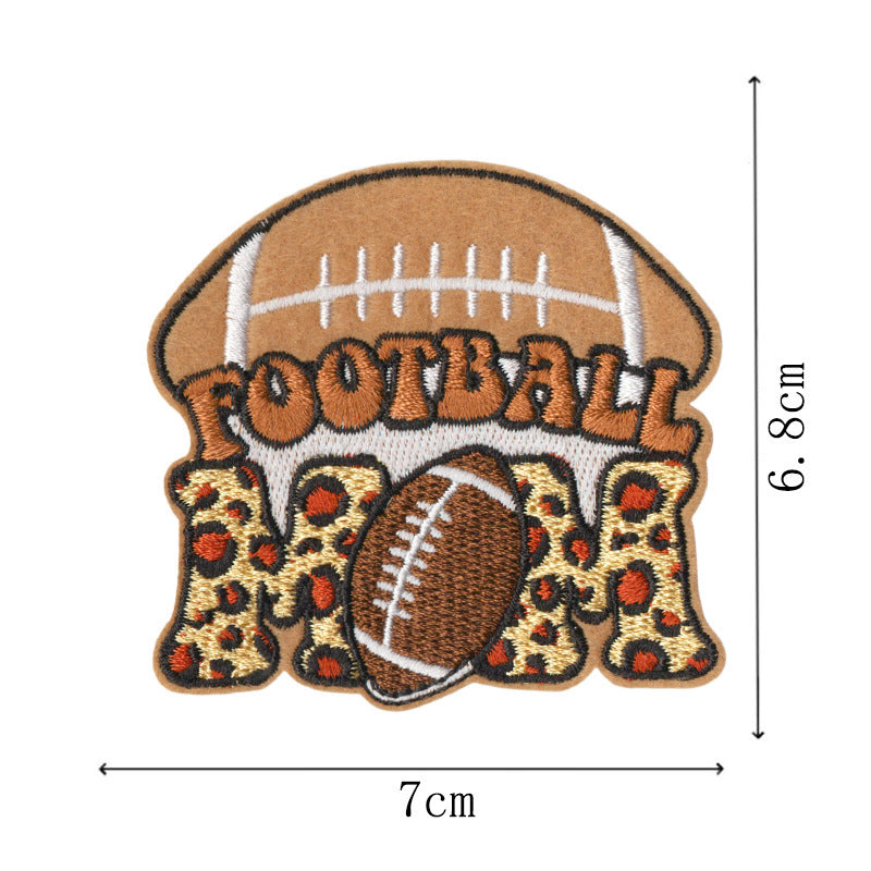 Wholesale Leopard Print Cartoon Football Embroidered Patches 9 Pcs Decorative Towel Sewing Accessory