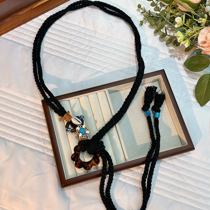 Wholesale Women's Versatile Dress Accessories Waist Rope Bohemian Braided Hemp Rope Waist Chain Thin Belt