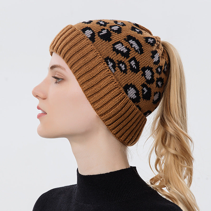 Wholesale  New Leopard Print Autumn/winter Knit Hat