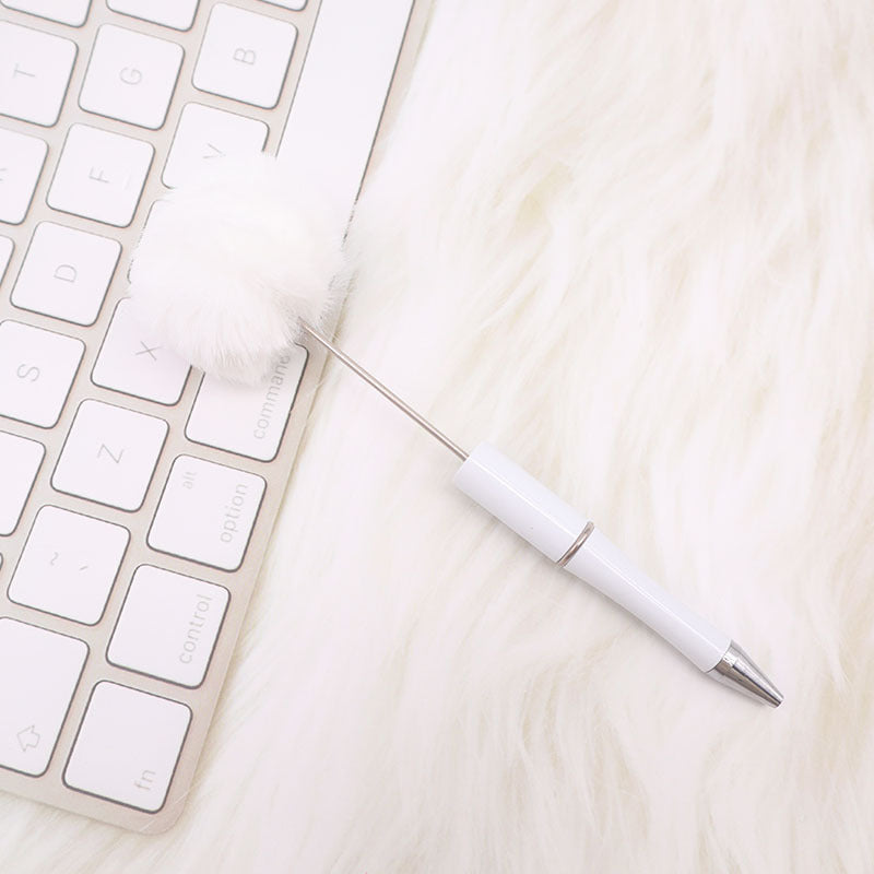 Wholesale 500pcs Beadable Pens Pom Pom Beadable Pen Leopard Print Plush Multicolor DIY Fluffy Pens