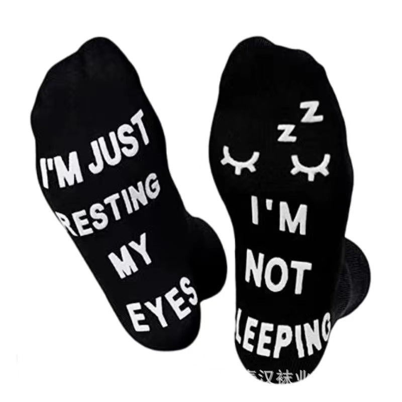 Wholesale of European and American Cotton Medium Cylinder Letter Anti Slip Adhesive Socks
