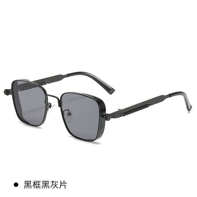 Wholesale Vintage Box Steampunk Metal Style European American Hip Hop Personality Spring Leg Sunglasses