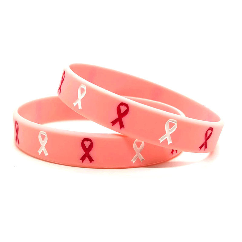 Wholesale 1000pcs Caring for Women’s Health Pink Ribbon Promotion Prevention Awareness Breast Gland Silicone Bracelet